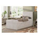 Łóżko kontynentalne TILIO 90x200 - H4 - beżowy, sztruks - strona prawa