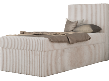 Łóżko kontynentalne TILIO 90x200 - H4 - beżowy, sztruks - strona prawa