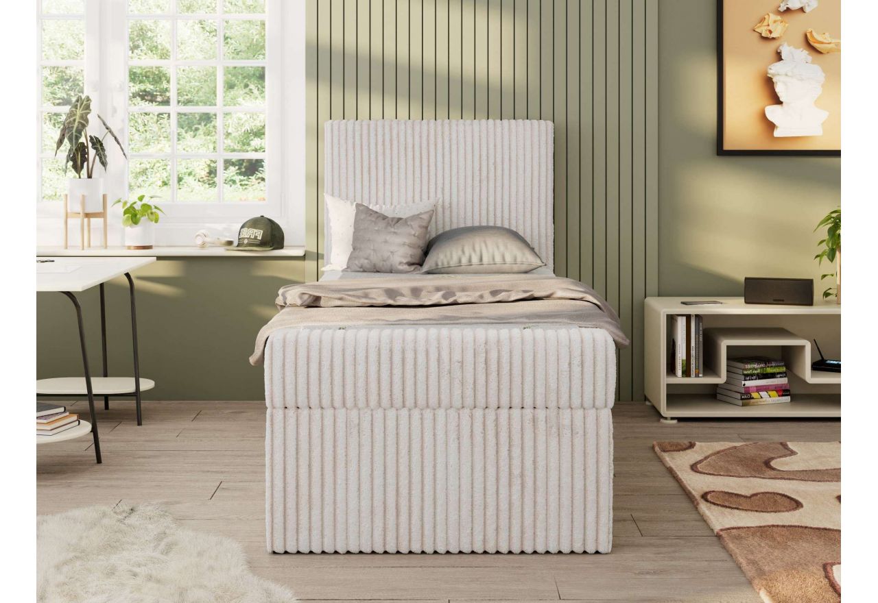 Łóżko kontynentalne TILIO 90x200 - H4 - beżowy, sztruks - strona prawa