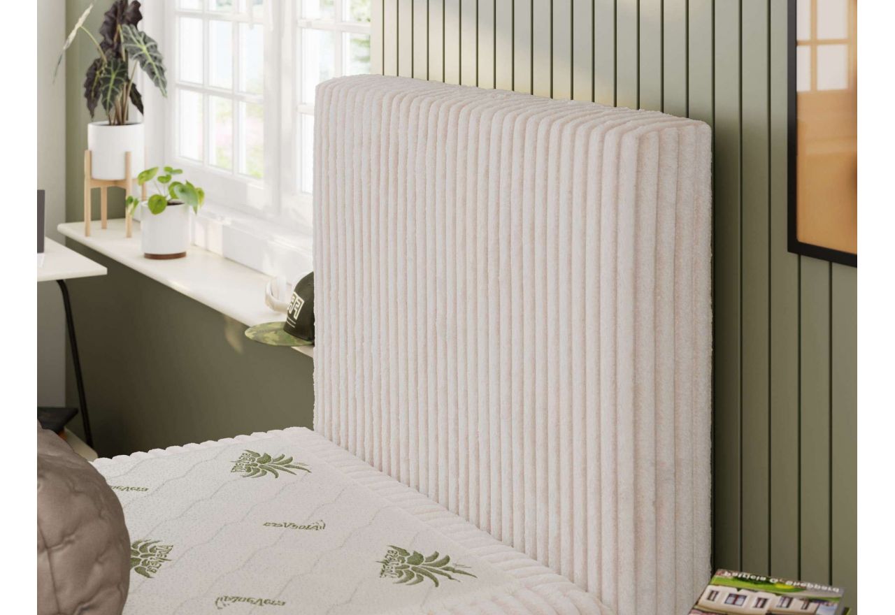 Łóżko kontynentalne TILIO 90x200 - H4 - beżowy, sztruks - strona prawa