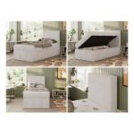 Łóżko kontynentalne TILIO 90x200 - H4 - beżowy, sztruks - strona prawa