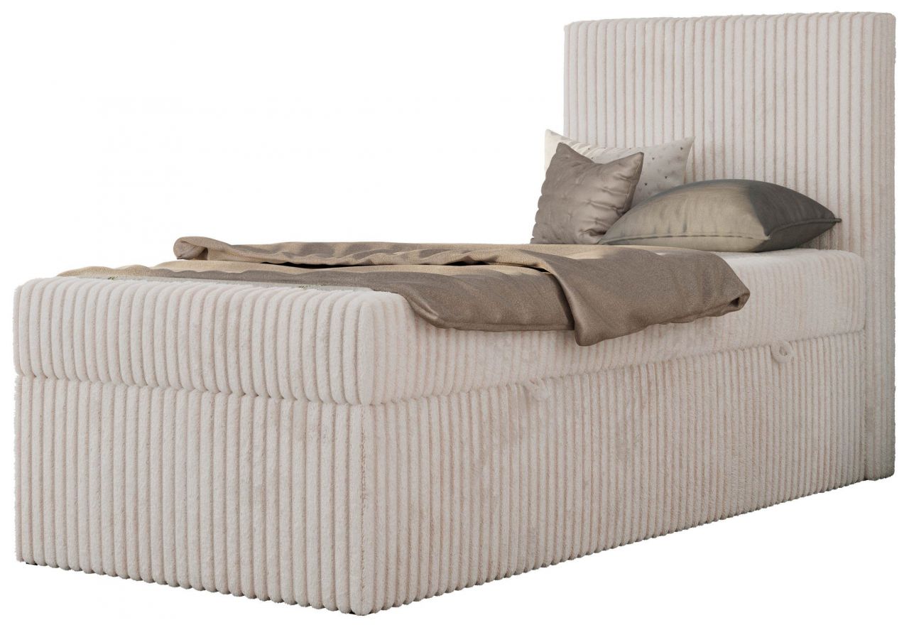 Łóżko kontynentalne TILIO 90x200 - H4 - beżowy, sztruks - strona prawa
