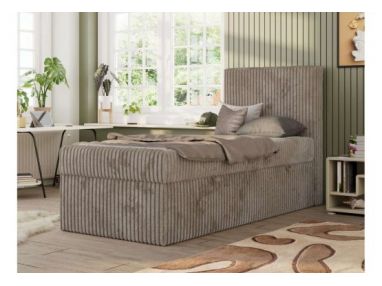 Łóżko kontynentalne TILIO 90x200 - H4 - jasnobrązowy, sztruks - strona prawa