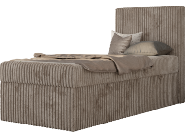 Łóżko kontynentalne TILIO 90x200 - H4 - jasnobrązowy, sztruks - strona prawa