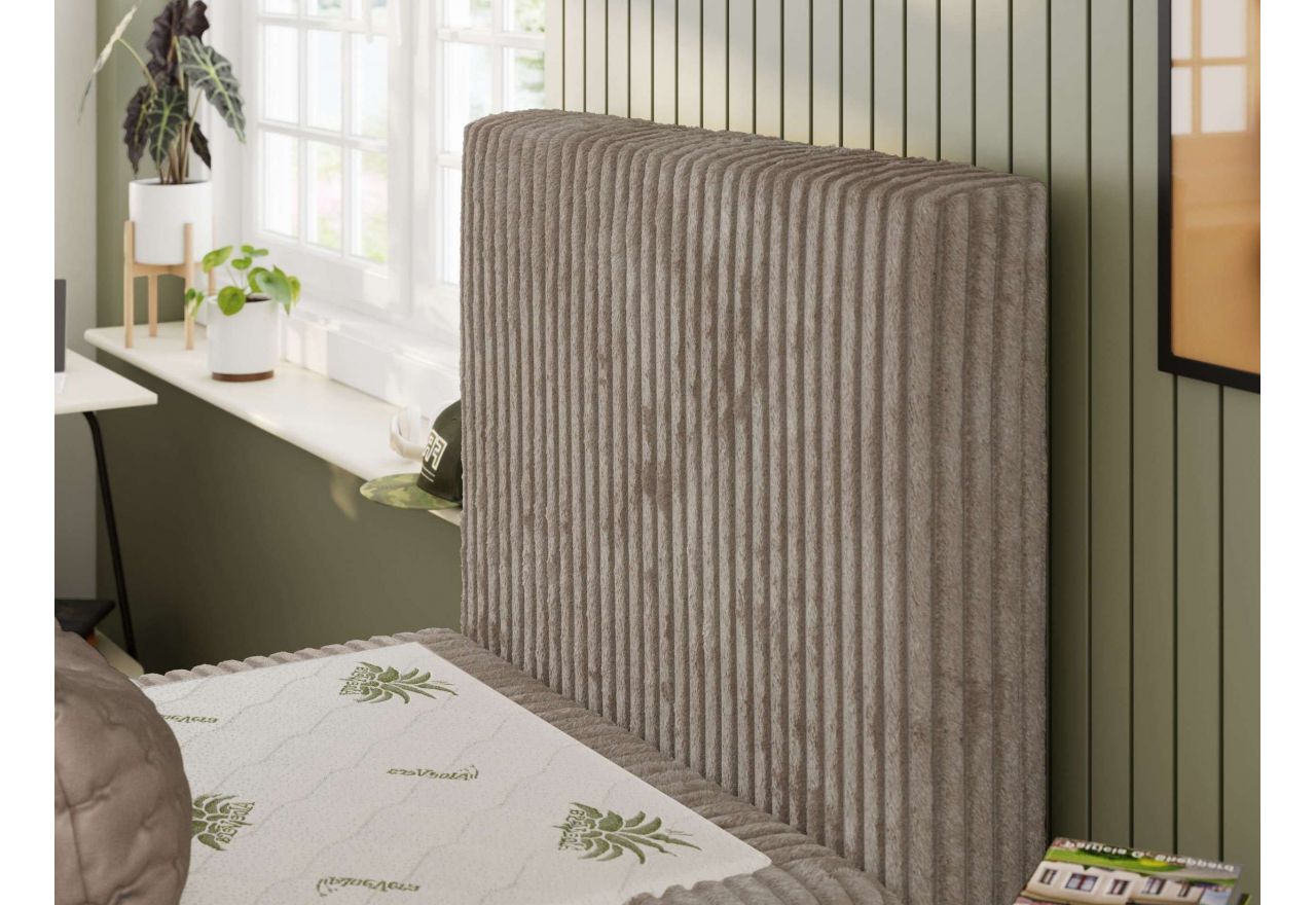 Łóżko kontynentalne TILIO 90x200 - H4 - jasnobrązowy, sztruks - strona prawa