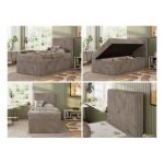 Łóżko kontynentalne TILIO 90x200 - H4 - jasnobrązowy, sztruks - strona prawa