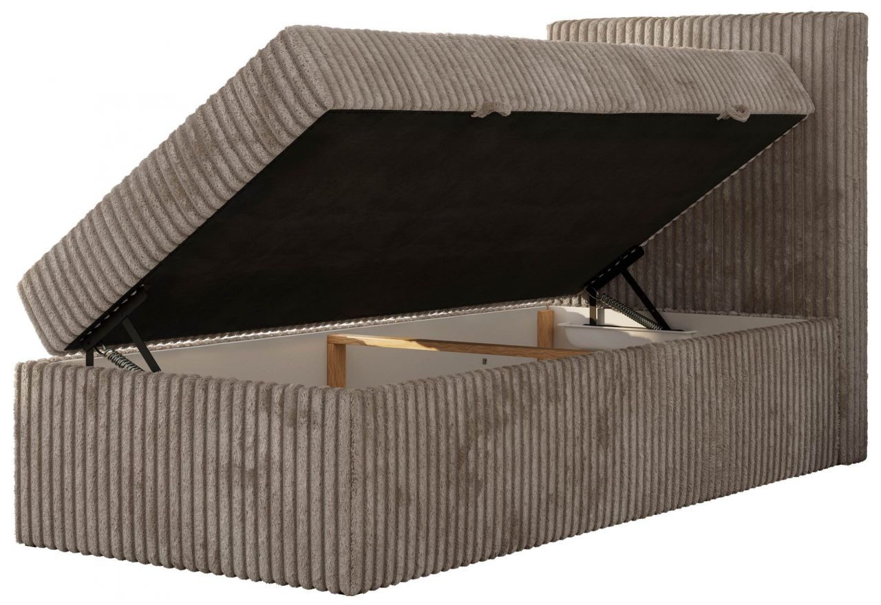 Łóżko kontynentalne TILIO 90x200 - H4 - jasnobrązowy, sztruks - strona prawa