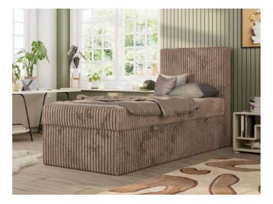 Łóżko kontynentalne TILIO 90x200 - H4 - brązowy, sztruks - strona prawa