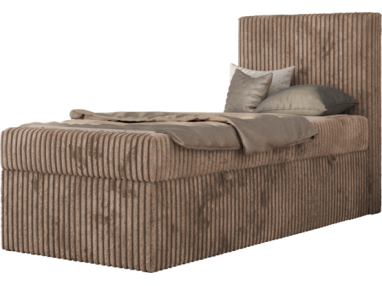 Łóżko kontynentalne TILIO 90x200 - H4 - brązowy, sztruks - strona prawa