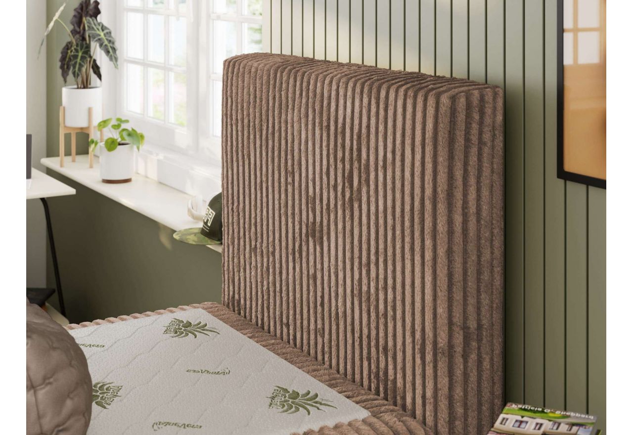 Łóżko kontynentalne TILIO 90x200 - H4 - brązowy, sztruks - strona prawa