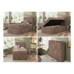 Łóżko kontynentalne TILIO 90x200 - H4 - brązowy, sztruks - strona prawa