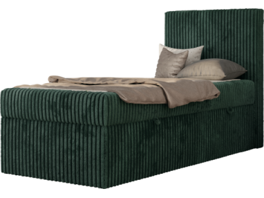 Łóżko kontynentalne TILIO 90x200 - H4 - ciemnozielony, sztruks - strona prawa