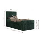 Łóżko kontynentalne TILIO 90x200 - H4 - ciemnozielony, sztruks - strona prawa