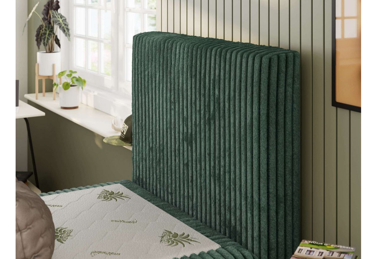 Łóżko kontynentalne TILIO 90x200 - H4 - ciemnozielony, sztruks - strona prawa