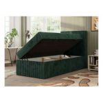 Łóżko kontynentalne TILIO 90x200 - H4 - ciemnozielony, sztruks - strona prawa