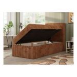 Łóżko kontynentalne TILIO 90x200 - H4 - pomarańczowy, sztruks - strona prawa