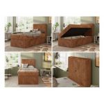 Łóżko kontynentalne TILIO 90x200 - H4 - pomarańczowy, sztruks - strona prawa