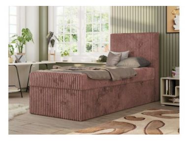 Łóżko kontynentalne TILIO 90x200 - H4 - różowy, sztruks - strona prawa