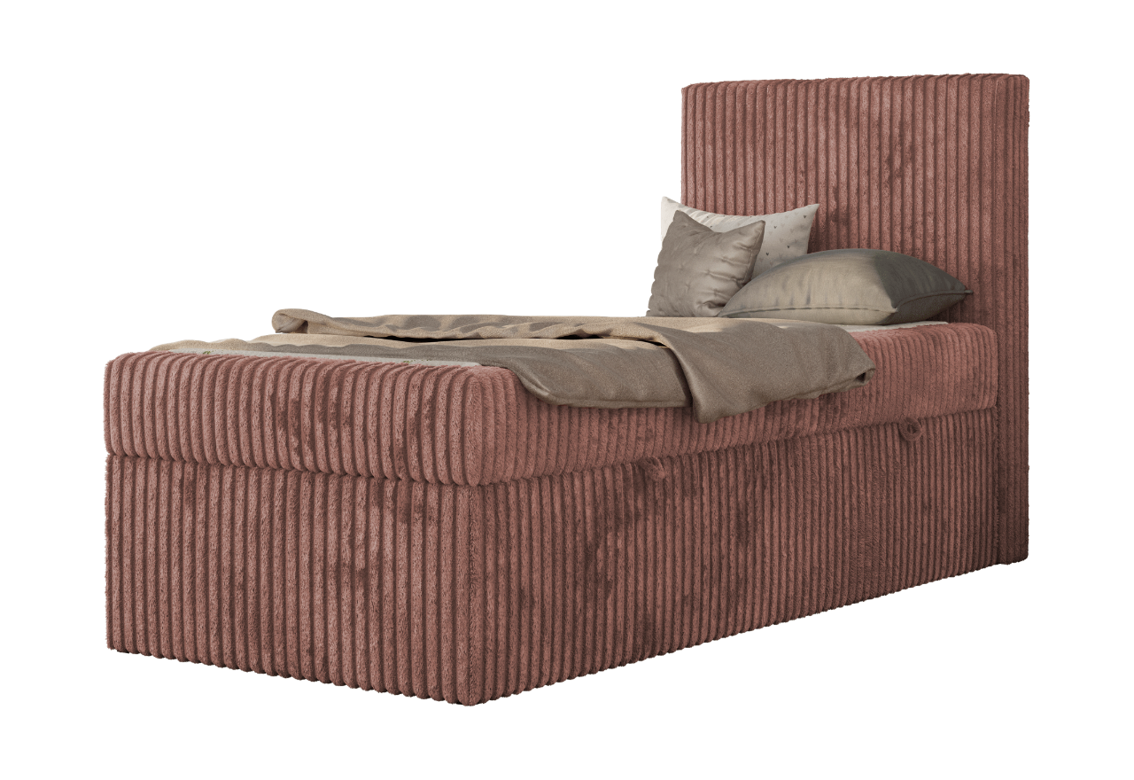 Łóżko kontynentalne TILIO 90x200 - H4 - różowy, sztruks - strona prawa