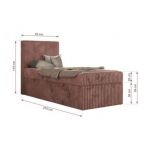 Łóżko kontynentalne TILIO 90x200 - H4 - różowy, sztruks - strona prawa