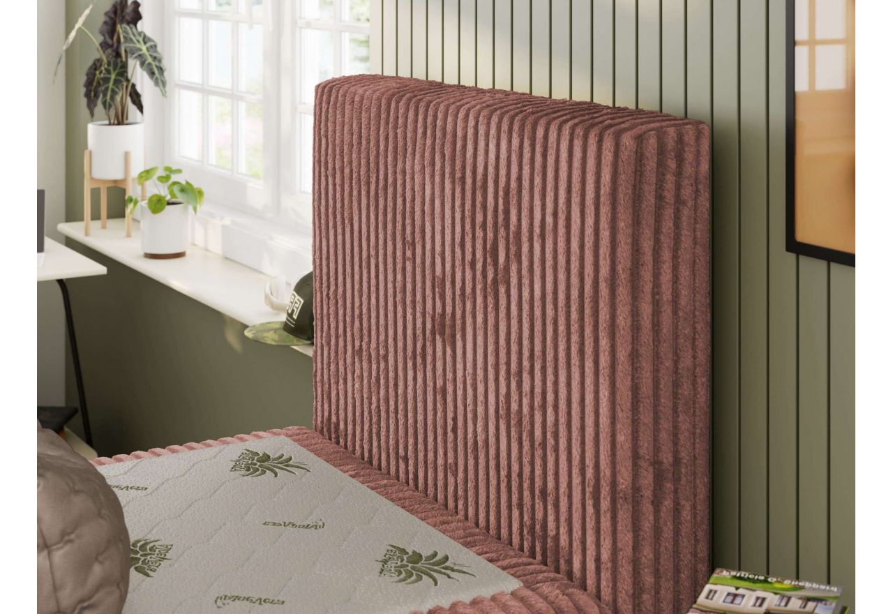 Łóżko kontynentalne TILIO 90x200 - H4 - różowy, sztruks - strona prawa