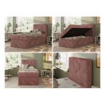 Łóżko kontynentalne TILIO 90x200 - H4 - różowy, sztruks - strona prawa