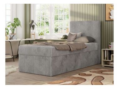 Łóżko kontynentalne TILIO 90x200 - H4 - jasnoszary, sztruks - strona prawa