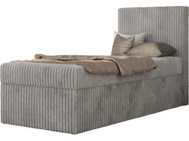 Łóżko kontynentalne TILIO 90x200 - H4 - jasnoszary, sztruks - strona prawa