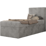 Łóżko kontynentalne TILIO 90x200 - H4 - jasnoszary, sztruks - strona prawa