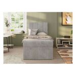 Łóżko kontynentalne TILIO 90x200 - H4 - jasnoszary, sztruks - strona prawa