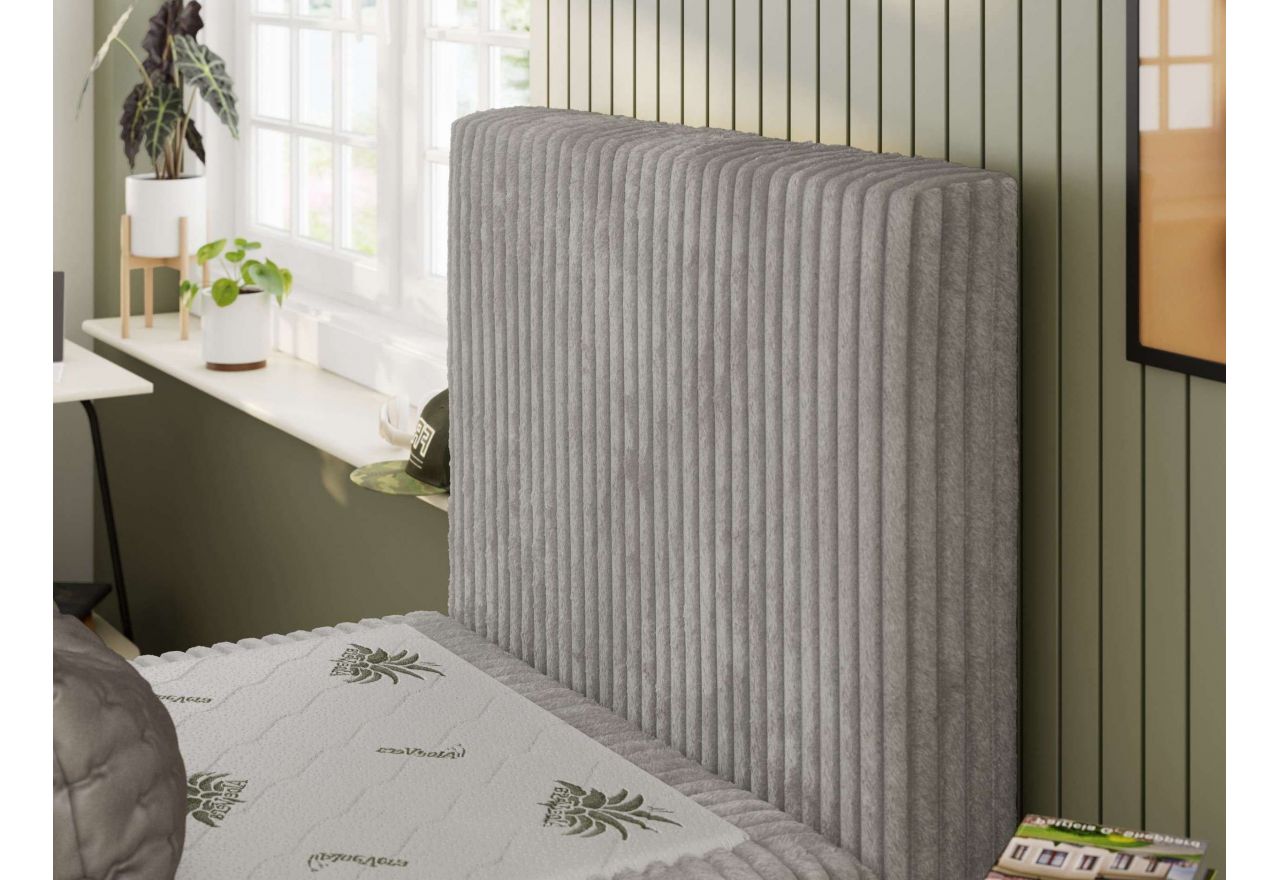 Łóżko kontynentalne TILIO 90x200 - H4 - jasnoszary, sztruks - strona prawa