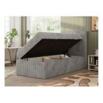 Łóżko kontynentalne TILIO 90x200 - H4 - jasnoszary, sztruks - strona prawa