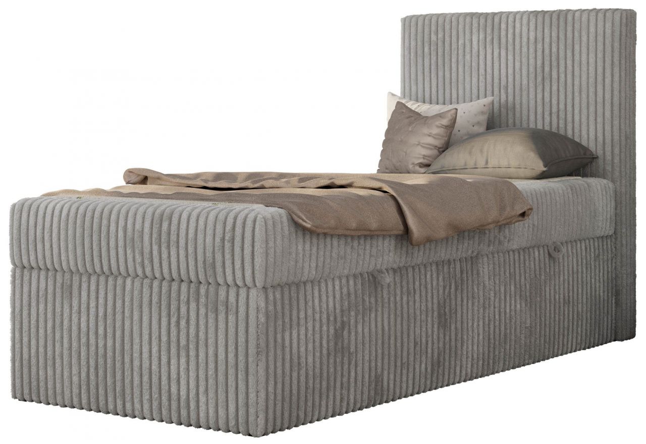 Łóżko kontynentalne TILIO 90x200 - H4 - jasnoszary, sztruks - strona prawa