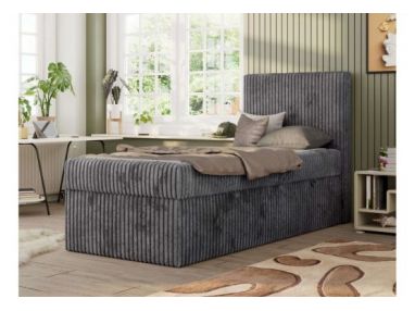 Łóżko kontynentalne TILIO 90x200 - H4 - ciemnoszary, sztruks - strona prawa