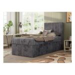 Łóżko kontynentalne TILIO 90x200 - H4 - ciemnoszary, sztruks - strona prawa