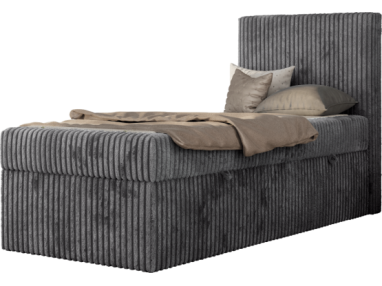 Łóżko kontynentalne TILIO 90x200 - H4 - ciemnoszary, sztruks - strona prawa