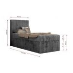 Łóżko kontynentalne TILIO 90x200 - H4 - ciemnoszary, sztruks - strona prawa