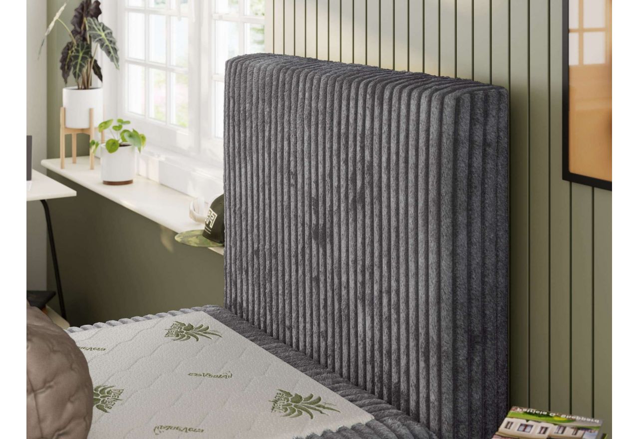 Łóżko kontynentalne TILIO 90x200 - H4 - ciemnoszary, sztruks - strona prawa