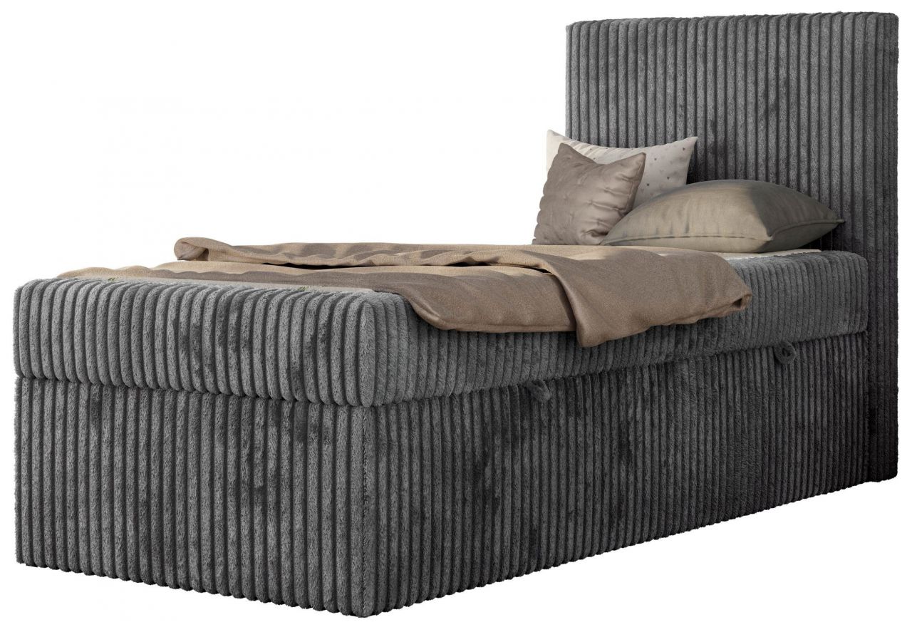 Łóżko kontynentalne TILIO 90x200 - H4 - ciemnoszary, sztruks - strona prawa