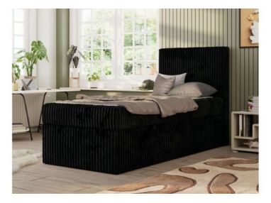 Łóżko kontynentalne TILIO 90x200 - H4 - czarny, sztruks - strona prawa