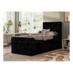 Łóżko kontynentalne TILIO 90x200 - H4 - czarny, sztruks - strona prawa