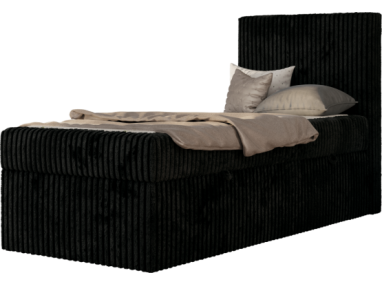 Łóżko kontynentalne TILIO 90x200 - H4 - czarny, sztruks - strona prawa