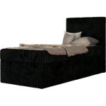 Łóżko kontynentalne TILIO 90x200 - H4 - czarny, sztruks - strona prawa
