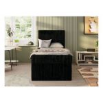 Łóżko kontynentalne TILIO 90x200 - H4 - czarny, sztruks - strona prawa