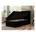 Łóżko kontynentalne TILIO 90x200 - H4 - czarny, sztruks - strona prawa