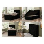 Łóżko kontynentalne TILIO 90x200 - H4 - czarny, sztruks - strona prawa