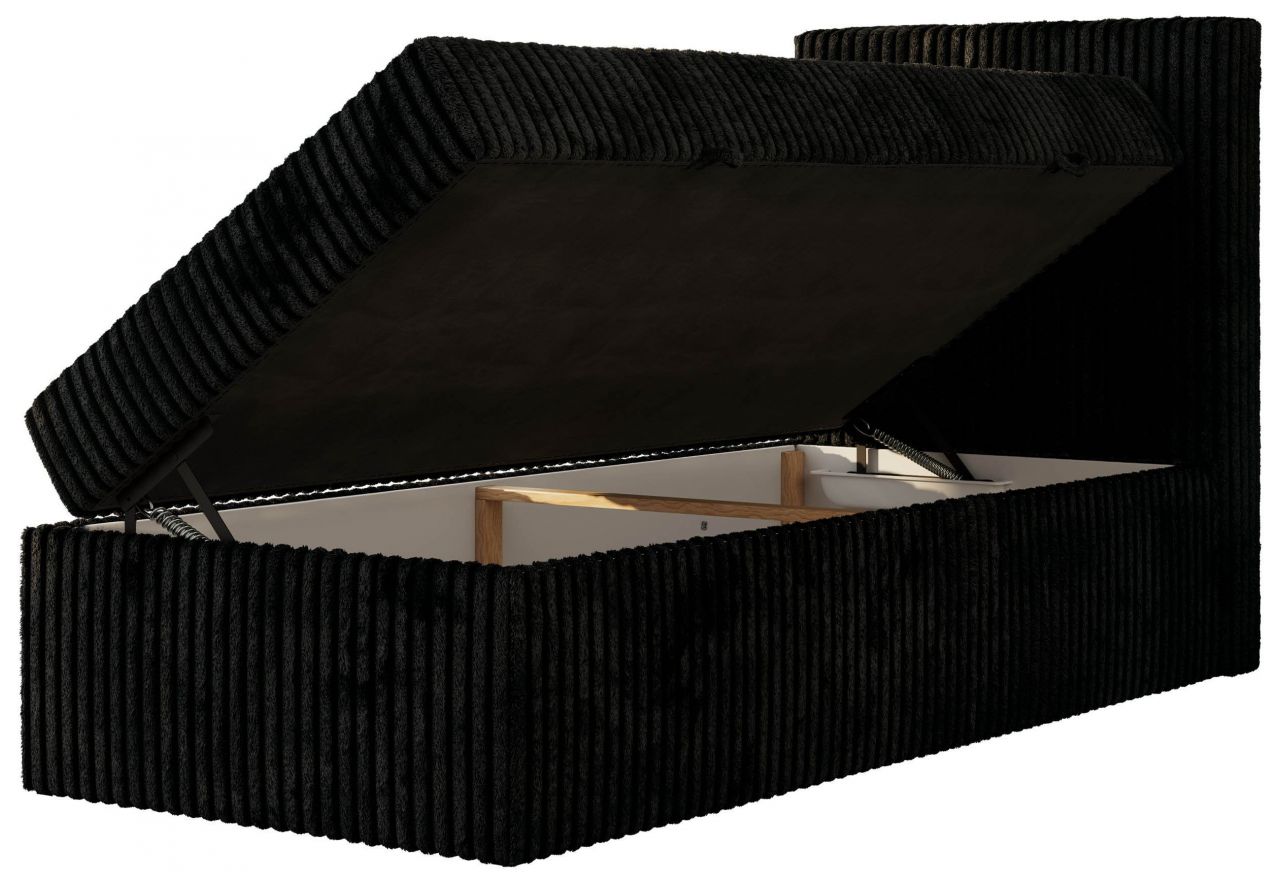 Łóżko kontynentalne TILIO 90x200 - H4 - czarny, sztruks - strona prawa