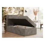 Łóżko kontynentalne TILIANO 90x200 - H3 - jasnobrązowy, sztruks - strona lewa - topper T25