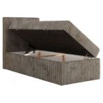 Łóżko kontynentalne TILIANO 90x200 - H3 - jasnobrązowy, sztruks - strona lewa - topper T25