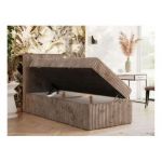 Łóżko kontynentalne TILIANO 90x200 - H3 - brązowy, sztruks - strona lewa - topper T25